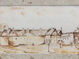 une photo d'une photo d'une ville accrochée au mur