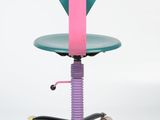 brightly colored office chair with wheels on a white background