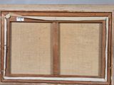 an old picture of a window with a wooden frame on the outside of it