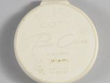 a close up of a white compact case with a logo on it