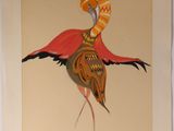 a picture of a painting of a bird on the wall