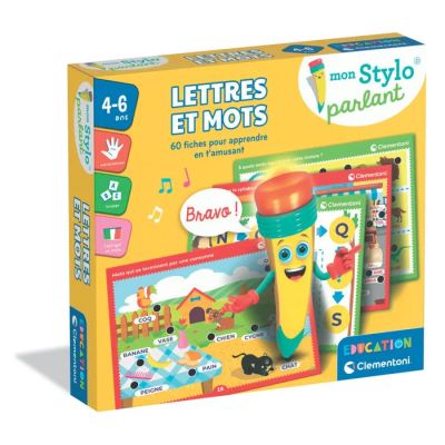 une photo d'une boîte de jouets éducatifs pour enfants, contenant notamment un micro