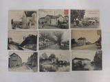 several old postcards of old buildings and buildings on a white background