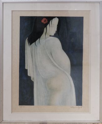 an image of a painting of a woman with a flower in her hair