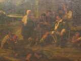painting of a group of people sitting around a table in a room