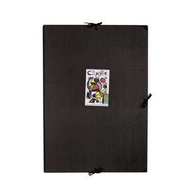 un gros plan sur un livre noir orné d'une illustration