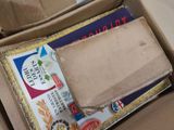 a cake in a box that is sitting on a table