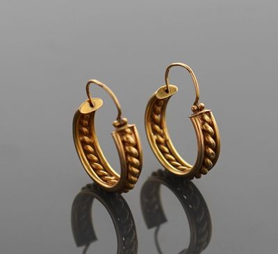 Paire de créoles en or jaune 18K 750 millièmes de forme rond…