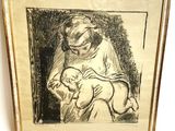 une image représentant le dessin d'une femme tenant un bébé dans ses bras