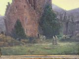 a picture of a painting of a castle in a field