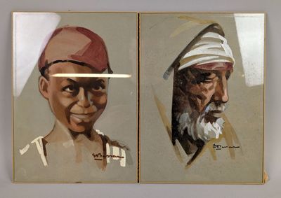 two paintings of a man with a beard and a man with a hat