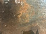 a picture of a painting of a man and a woman in front of a castle