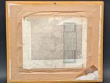 an old picture of a piece of paper with a picture of a building in it