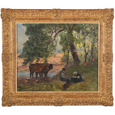 MAILLAUD Fernand. (1863-1948). « Le gardien du troupeau ». - Photo 1