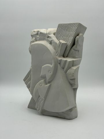 Bernard LACHANIETTE (XXè), Sculpture veilleuse en biscuit. Signée...
