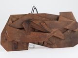 un gros morceau de bois posé sur une surface blanche