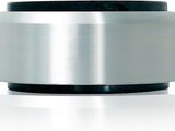 a close up of a metal object on a white surface