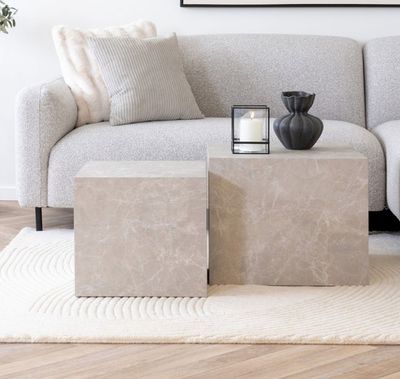 Lot de 2 tables basses carrées, panneaux de particules effet…