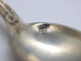a silver spoon with a hole in the middle of it