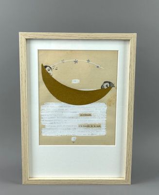 Chloé SADOUN, Caviar n°8, Collage signé au centre. 16 x 20 c…