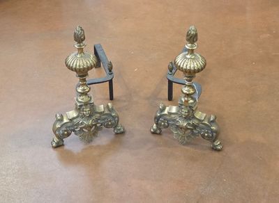 pair of antique brass candlesticks on stand