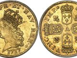 a gold sovereign coin with a crown on top of it