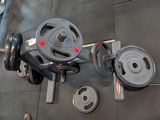 a picture of a gym equipment set up on a tiled floor