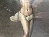 a painting of a man on a cross with a sword in his hand