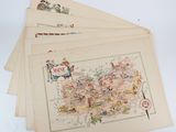 trois anciennes cartes des États-Unis d'Amérique sur fond blanc