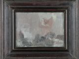 an oil painting of a cat in a frame on a wall