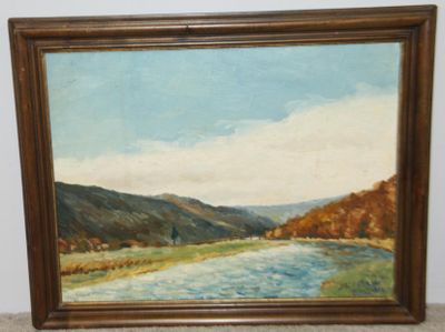 JEAN-PAUL SURIN (1946) Bord de rivière avec pont Huile sur t…