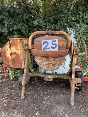 a cement mixer with a number 25 on it