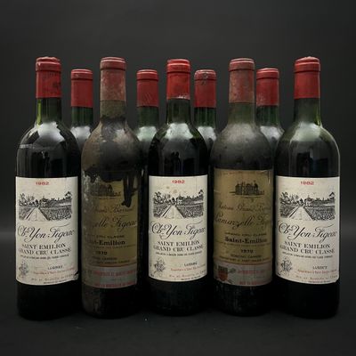 six bouteilles de vin sont alignées sur un fond noir