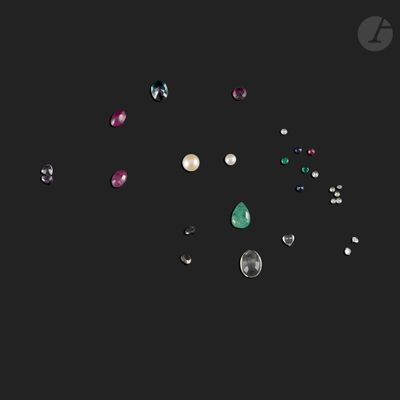 an image of a bunch of different colored gems on a black background
