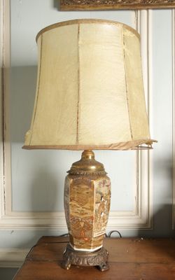 a lamp that is sitting on a table in a room