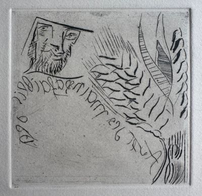 une image représentant le dessin d'un homme coiffé d'un chapeau et d'un oiseau