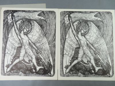 deux dessins en noir et blanc représentant un hibou tenant une banderole