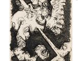 an image of a black and white drawing of a man holding a baseball bat