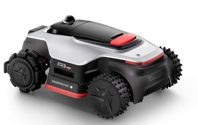 a robotic lawn mower is shown on a white background