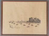 une image représentant un dessin de paysage avec des arbres en arrière-plan