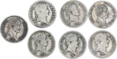 un lot de six pièces d'argent sur lesquelles figurent des portraits d'hommes
