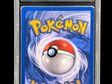the card is in a clear plastic case with a pokemon logo on it