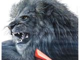 affiche représentant un lion avec une chaussure rouge à la patte