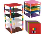 a close up of a stack of different colored lego blocks