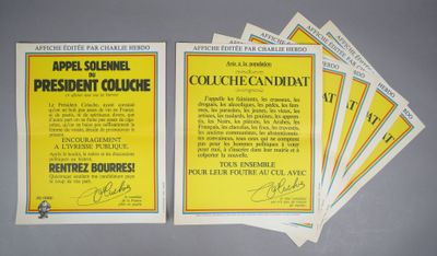 Plusieurs tracts en faveur du président Colchie sont posés sur une table