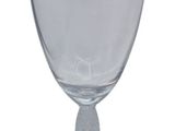 a clear wine glass with a stem on a white background
