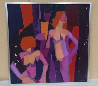 a painting of two women standing next to each other