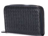 a black leather wallet with a zip around the bottom
