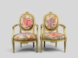 pair of french louis xvi style fauteure armchairs