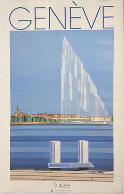 an image of a magazine cover with a picture of a building in the background